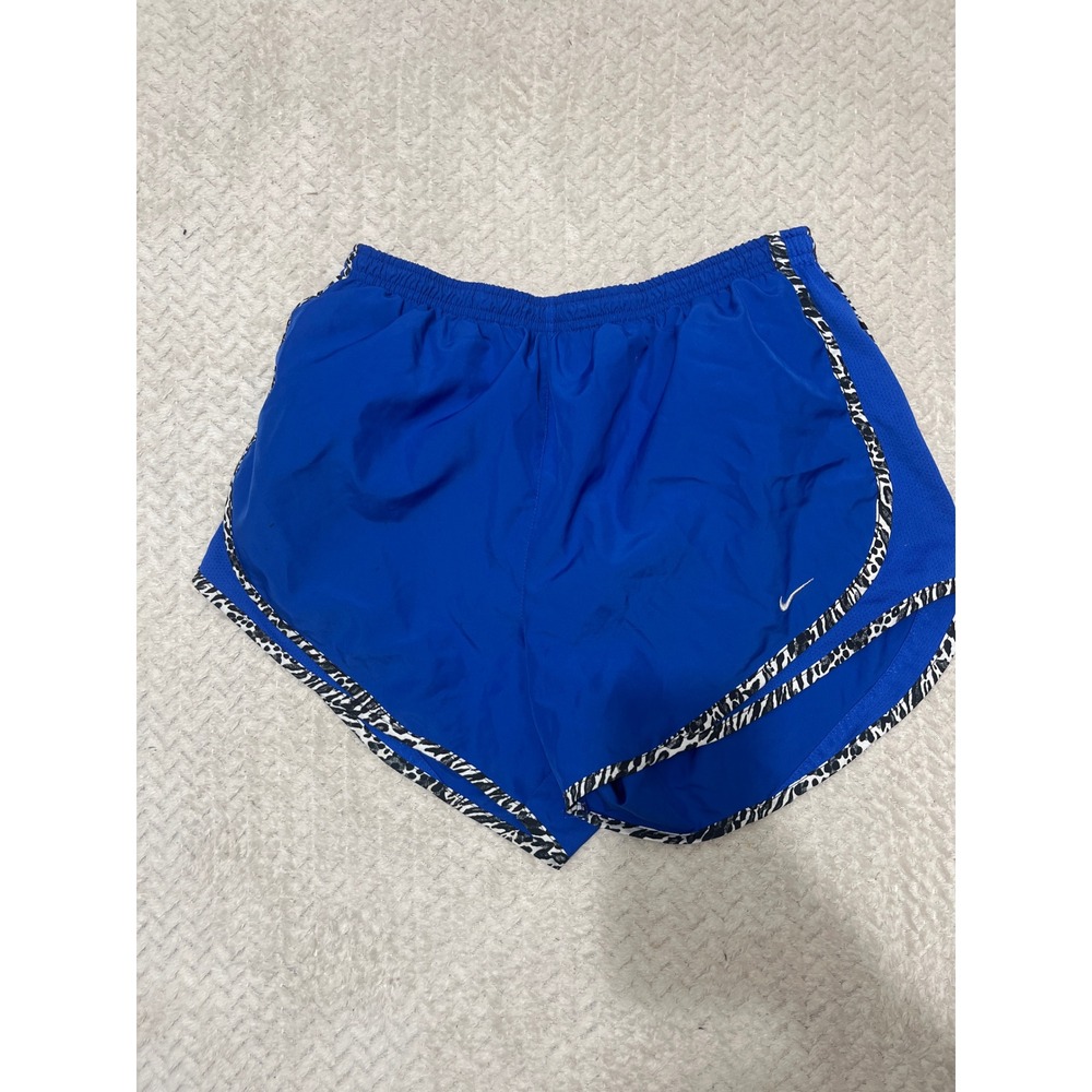 Nike Dri-FIT Tempo Running Shorts Royal Blue Leopard Print Trim Womens Medium